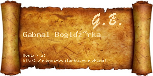 Gabnai Boglárka névjegykártya